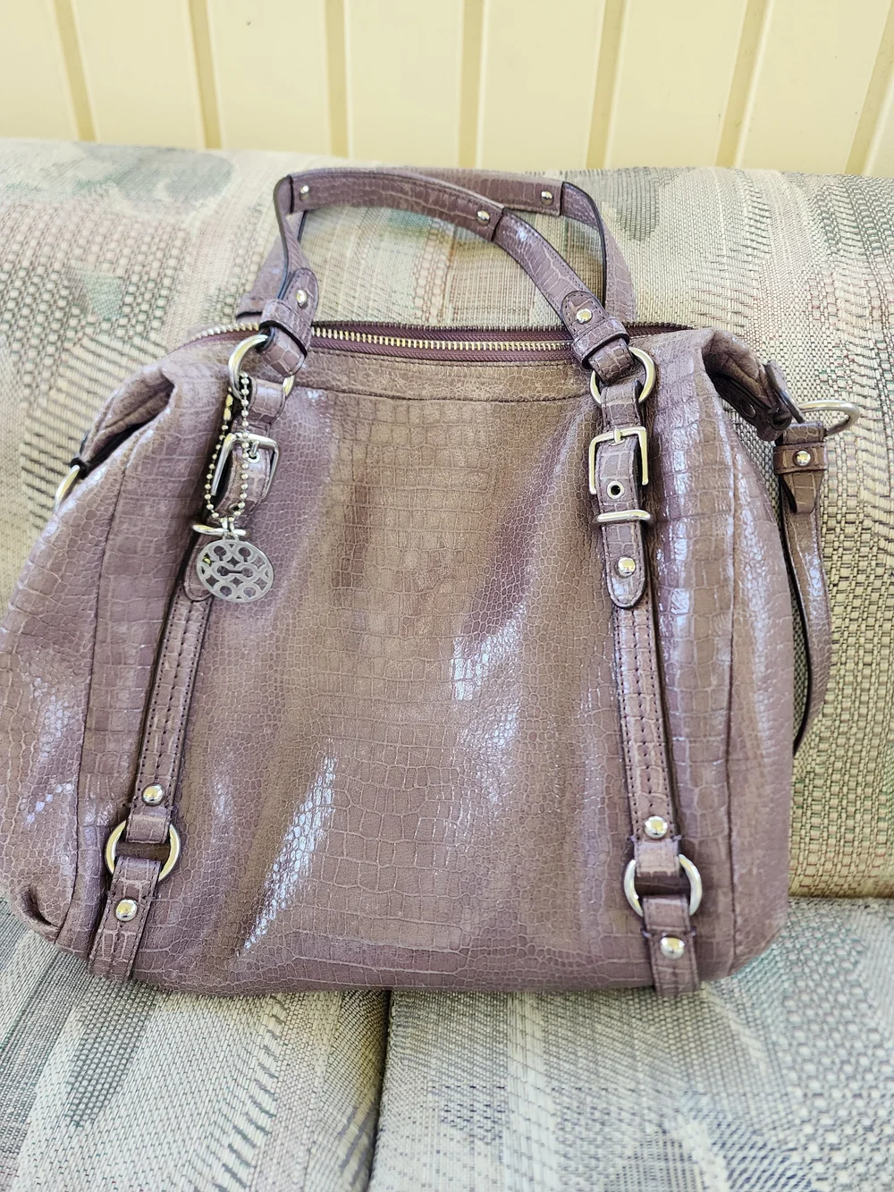 Coach Alexandra Satchel Crossbody Lilac Croc